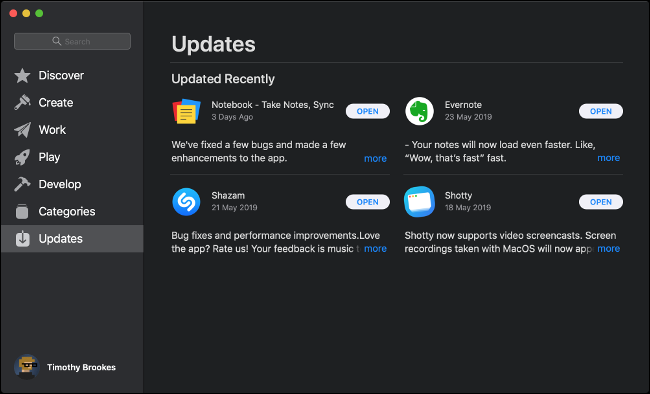 Instalar actualizaciones de software de la App Store