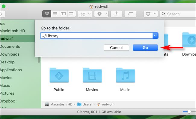 Vaya a la carpeta Biblioteca directamente en una Mac