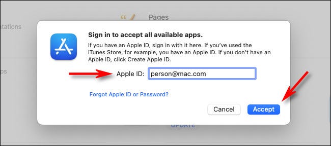 Ingrese su ID de Apple y haga clic en "Aceptar".