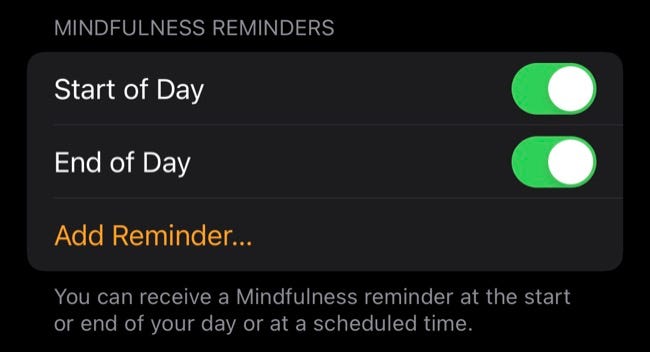 Agrega un recordatorio personalizado para la aplicación Mindfulness