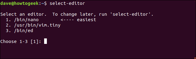 comando select-editor