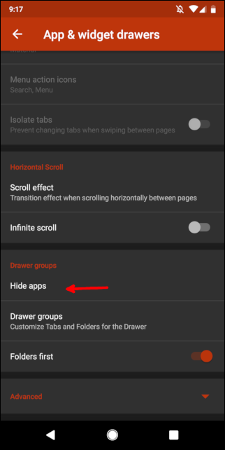 app drawer and widget screen