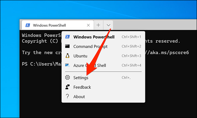 Accéder aux paramètres du terminal Windows