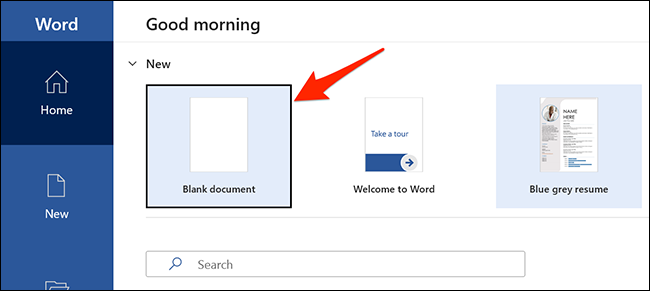 Seleccione "Documento en blanco" en Microsoft Word.