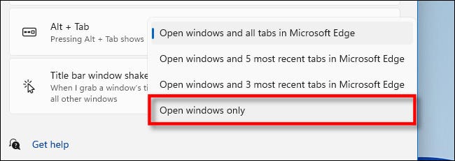 En el menú desplegable, seleccione "Abrir solo Windows".