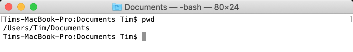 Comando da terminale pwd macOS