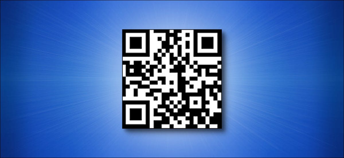 Un código QR URL de How-To Geek sobre un fondo azul