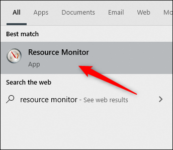 Press enter to open Resource Monitor.