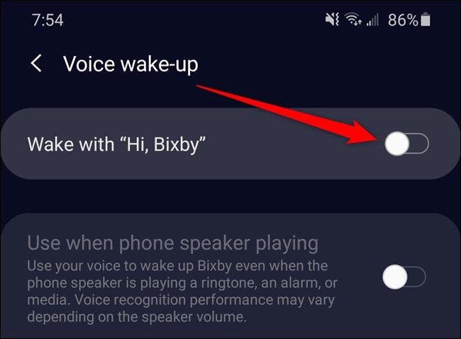 Samsung Galaxy S20 Desactivar "Despierta con 'Hola, Bixby;"