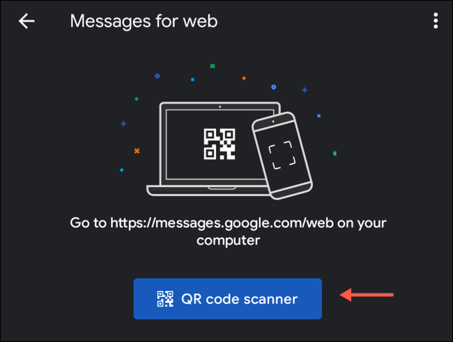Escanear el código QR en los mensajes de Android