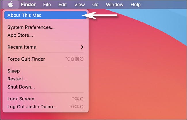 En una Mac, haga clic en el menú Apple y seleccione "Acerca de esta Mac".