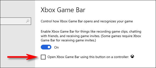 Desmarque esta caixa para desativar o botão Xbox no Windows 10