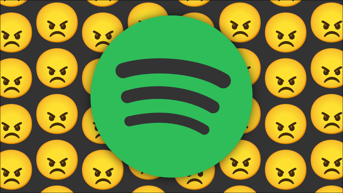 Logotipo de Spotify con caras enojadas.