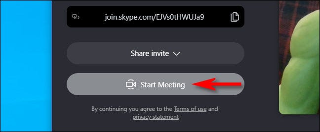 Haga clic en "Iniciar reunión".