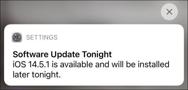 Notificación de actualización del sistema iOS