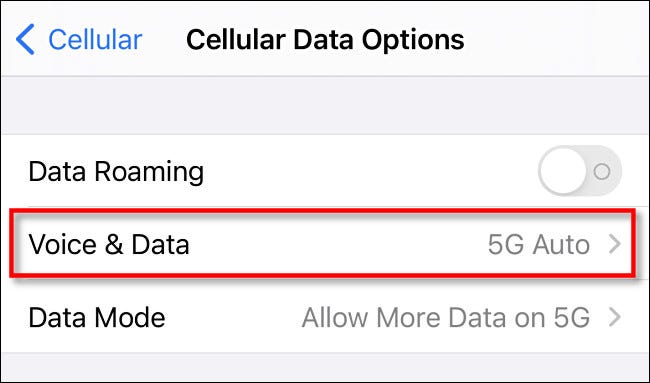 En "Opciones de datos móviles", toca "Voz y datos".