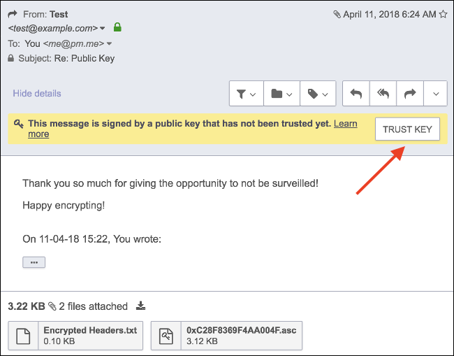 Confiar en la clave pública (PGP) en ProtonMail