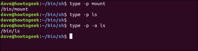 demostración de la opción tipo -p en una viuda terminal