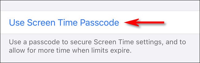 Toca "Usar contraseña de tiempo de pantalla".