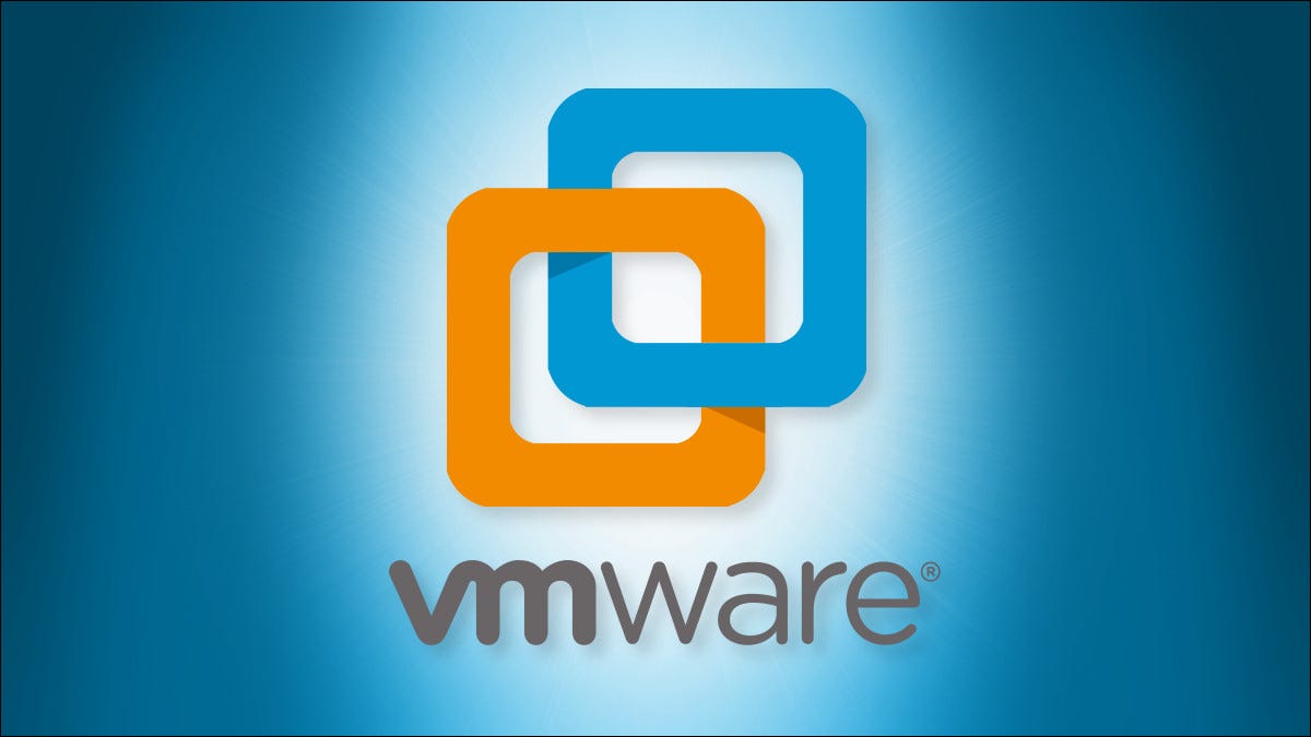 El logotipo de VMware Workstation sobre un fondo azul