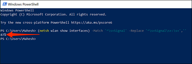 Controlla la potenza del segnale Wi-Fi usando PowerShell