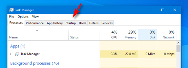 In Task Manager, clicca sulla scheda 