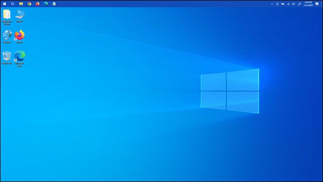 La barra de tareas de Windows 10 en la parte superior de la pantalla.