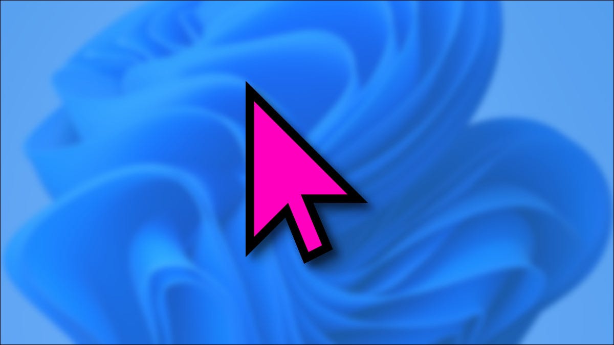 Cursor de ratón colorido de Windows 11 sobre un fondo azul