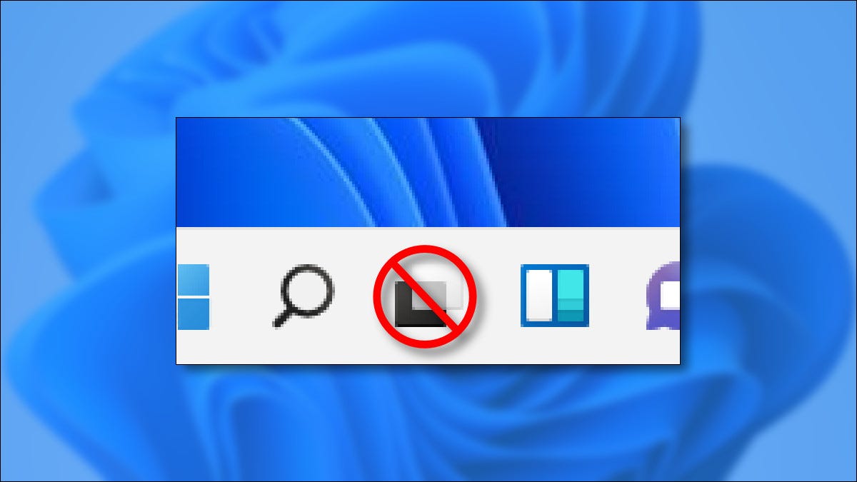 A crossed out Task View button on the Windows taskbar 11.