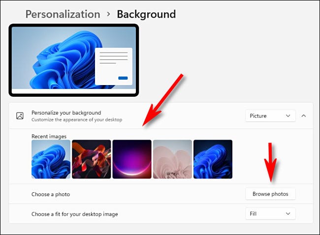 Usando Configuración, elija una imagen de fondo para el escritorio virtual.