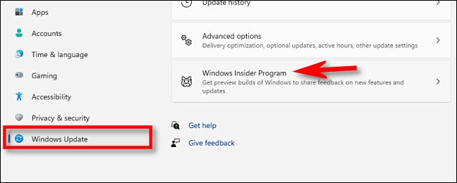 En la configuración de Windows, haga clic en "Actualización de Windows", luego seleccione "Programa Windows Insider".