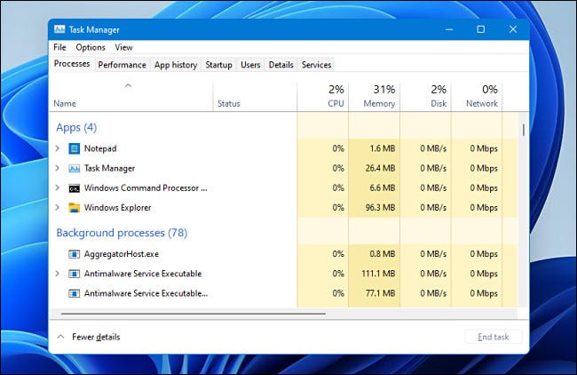 Administrador de tareas en Windows 11