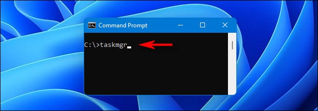 En el símbolo del sistema de Windows 11, escriba "taskmgr" y presione Enter.