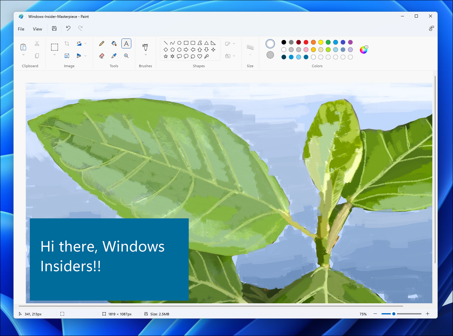 Texto de la aplicación Paint de Windows 11
