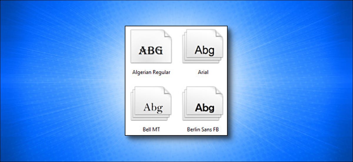 Windows-Schriftarten auf blauem Hintergrund