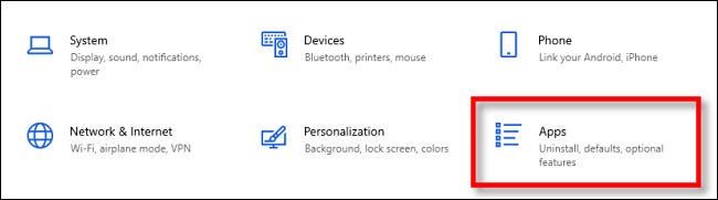 Nelle impostazioni di Windows, Selezionare "Applicazioni".