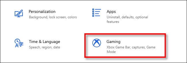 En la configuración de Windows, haga clic en "Juegos".